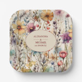 ボホボタニカルウォーター色ワイルドフラワー結婚ズ ペーパープレート (正面)