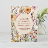 ボホボタニカルウォーター色ワイルドフラワー結婚ズ 招待状 (スタンド正面)