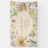 ボホボタニカルウォーター色ワイルドフラワー結婚ズ 横断幕 (縦)