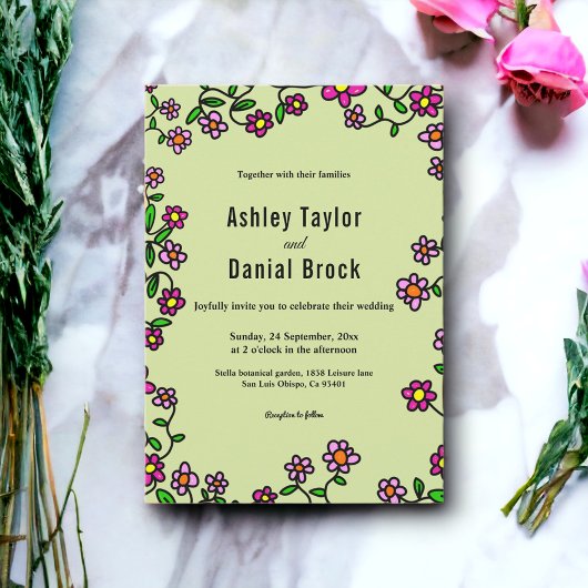 ボホボタニカルガーデンバラ春フローラ結婚ズ 招待状