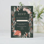 ボホボタニカルセージとクリームウェディングRSVPカード 出欠カード (スタンド正面)