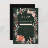 ボホボタニカルセージとクリームウェディングRSVPカード 出欠カード (正面/裏面)