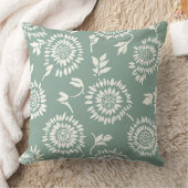 ボホボタニカルセージグリーンクリームサンフラワー クッション (ブランケット)