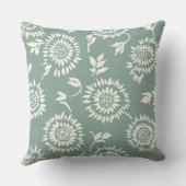 ボホボタニカルセージグリーンクリームサンフラワー クッション (裏面)