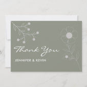 ボホボタニカルセージ緑の野結婚花 サンキューカード (正面)