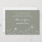 ボホボタニカルセージ緑の野結婚花 サンキューカード (裏面)