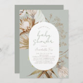 ボホボタニカルセージ赤ちゃんシャワー招待状 招待状 (正面/裏面)