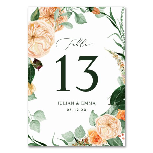 ボホボタニカルニュートラルグリーンリーカスタムフローラ テーブルナンバー (正面)