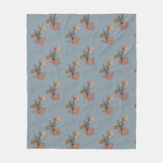ボホボタニカルパターンモチャムースとアクセント フリースブランケット (正面)