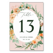 ボホボタニカルピンクグリーンパーソナライズされたフローラ テーブルナンバー (裏面)