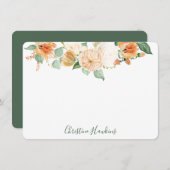 ボホボタニカルピーチウォーターパーソナライズされたカラー ノートカード (正面/裏面)