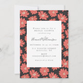 ボホボタニカルフラワーズブラックレッドブライダルシャワー 招待状 (正面)