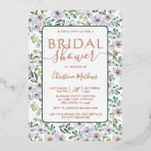 ボホボタニカルフローラバラ金ゴールドブライダルシャワー 箔招待状 (正面)