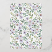 ボホボタニカルフローラバラ金ゴールドブライダルシャワー 箔招待状 (裏面)