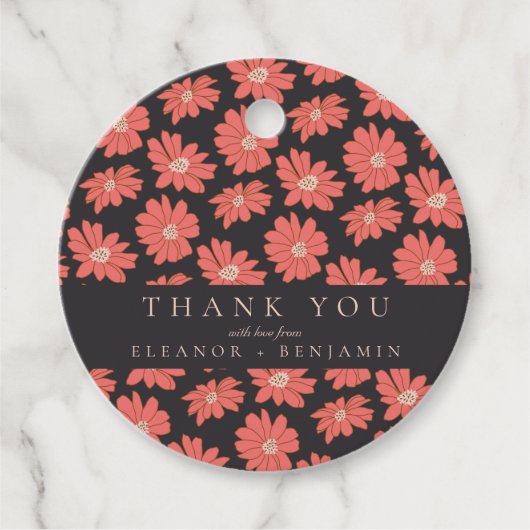 ボホボタニカルブラックレッドカスタムウェディングありがとう フェイバータグ (正面)