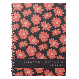 ボホボタニカルブラックレッドカスタムウェディング ノートブック