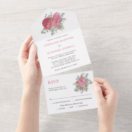 ボホボタニカルプロテアユーカリ結婚ス オールインワン招待状