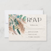 ボホボタニカルユーカリ緑のパンパスグラス 出欠カード (正面)