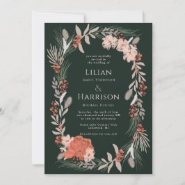 ボホボタニカルリースセージと結婚式招待状 招待状