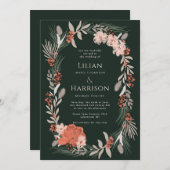 ボホボタニカルリースセージと結婚式招待状 招待状 (正面/裏面)