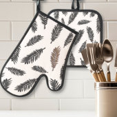 ボホボタニカルリーフオーブンミット&ポットホルダー 鍋つかみ&鍋敷きセット