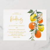 ボホボタニカルレモンとオレンジガーランド結婚ズ 箔招待状 (正面)