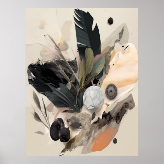 ボホボタニカル抽象芸術ミニマ自然リスト ポスター (正面)
