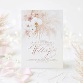 ボホボタニカル白い蘭パンパスグラス結婚ズ 招待状