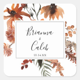 ボホボタニカル結婚フローラ封筒用シール スクエアシール