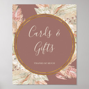 ボホボタニカル  ほこりっぽいバラカードとギフトサイン ポスター