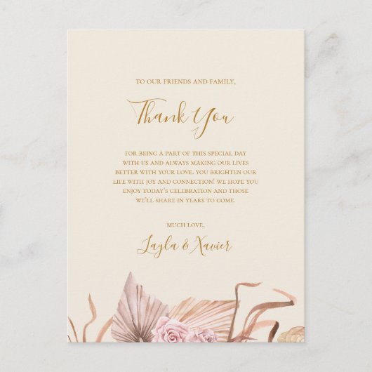 ボホボタニカル |アイボリーありがとう披露宴カード ポストカード (正面)