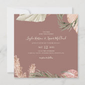 ボホボタニカル |シンプルバラスクエア結婚ズ 招待状 (正面)