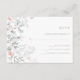 ボホボタニッ素朴ク結婚のサンゴとグレーRSVP 出欠カード