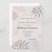 ボホボタニ葉カルピンクブルーウォーター結婚カラー 招待状 (正面/裏面)