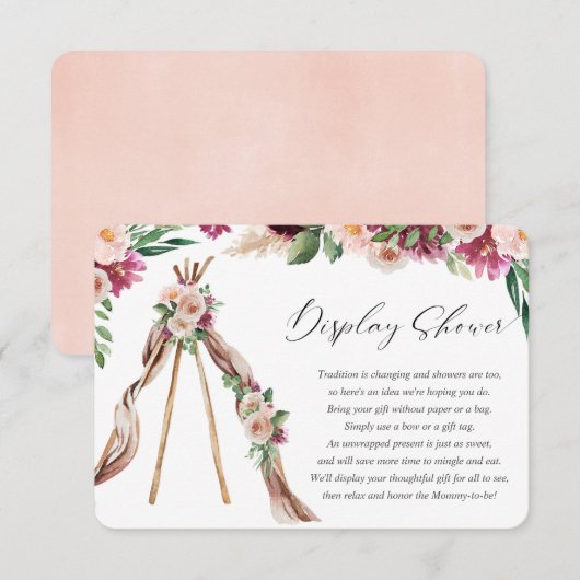 ボホボヘミアのフローラティーピーの田舎風のショー エンクロージャーカード (正面/裏面)