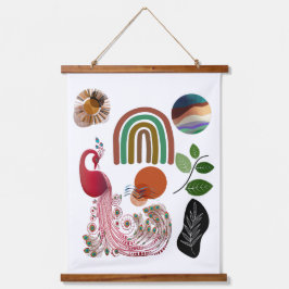 ボホボヘミアンアースモダンアートピーコックウォールデコール 吊り下げ型タペストリー