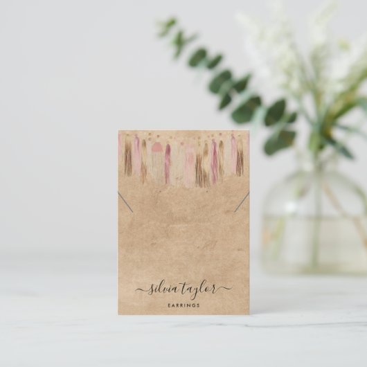 ボホボヘミアンクラフト紙イヤリングネックレスディスプレイ 名刺 (スタンド正面)