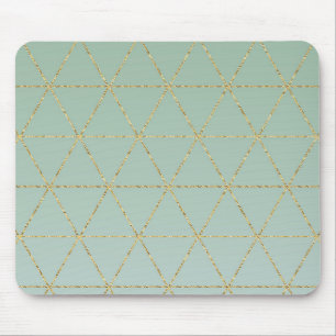 ボホボヘミアンシック金ゴールド&ミントジオメトリックグラム マウスパッド
