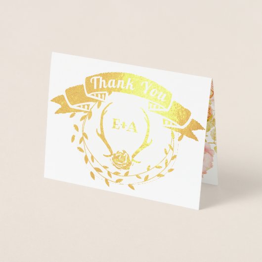 ボホボヘミアンディアアントラーとバラピンク結婚ズ 箔カード (正面)