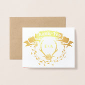 ボホボヘミアンディアアントラーとバラピンク結婚ズ 箔カード (封筒付き正面)