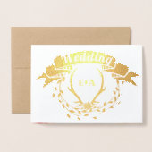 ボホボヘミアンディアアントラーとバラ結婚ピンクのi 箔カード (封筒付き正面)