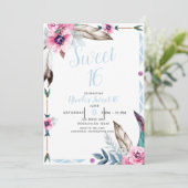 ボホボヘミアントライバルフローラウォーターカラースウィート16 招待状 (スタンド正面)