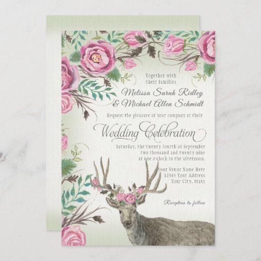 ボホボヘミアンバラフローラクラウンディアアントラーセージ 招待状 (正面/裏面)