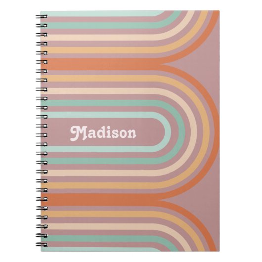 ボホボヘミアンパステルレインボーマウーブバックグラウンド ノートブック (正面)
