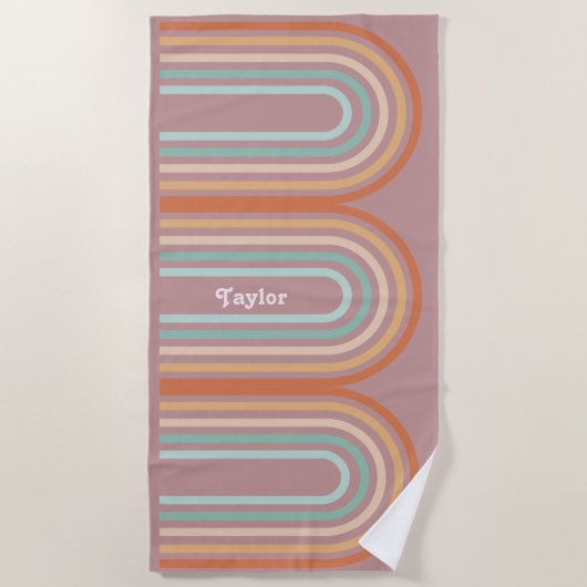 ボホボヘミアンパステルレインボーマウーブバックグラウンド ビーチタオル (正面)