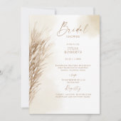 ボホボヘミアンパンパスグラスクリームブライダルシャワー 招待状 (正面)