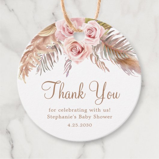 ボホボヘミアンパンパスグラス赤ちゃん感謝していシャワーあなた フェイバータグ (正面)