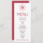 ボホボヘミアンピンクサンバースデーパーティードフード メニュー (正面/裏面)