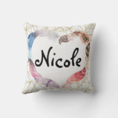 ボホボヘミアンフェザーハート金ゴールド幾何学的モダン クッション (裏面)