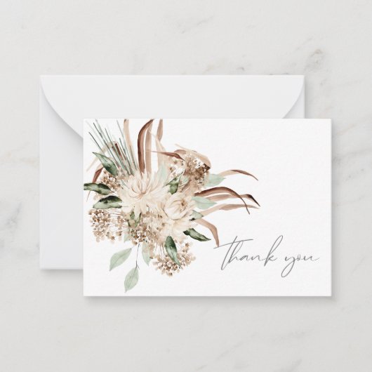 ボホボヘミアンベージュフローラサンキューノートカード ノートカード (正面)